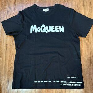 Alexander McQueen Black Cotton Graffiti Logo T-Shirt Unisex EUR XXL